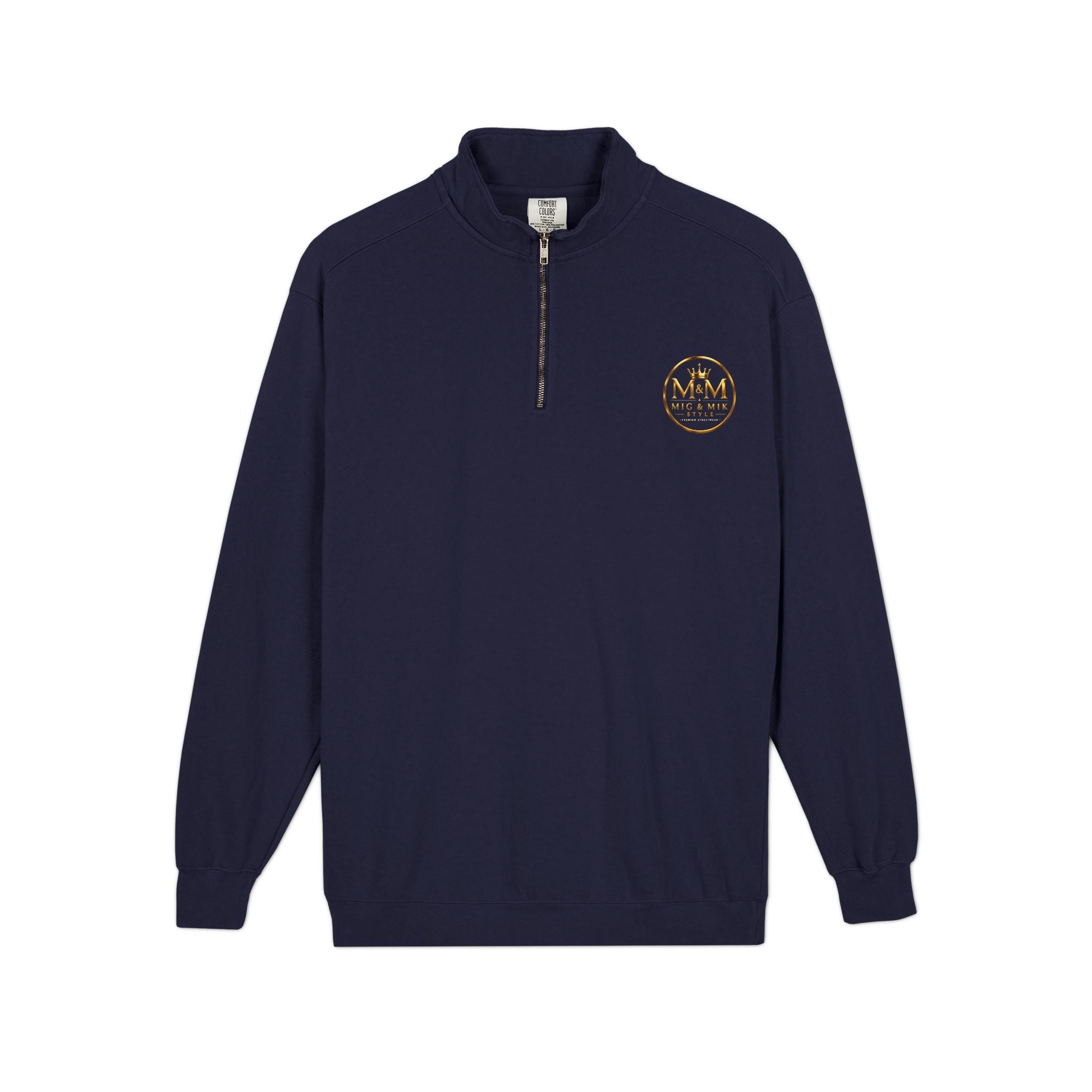 Quarter-Zip Sweatshirt — Gold Crown Logo Crewneck (Emblem Front & Back)