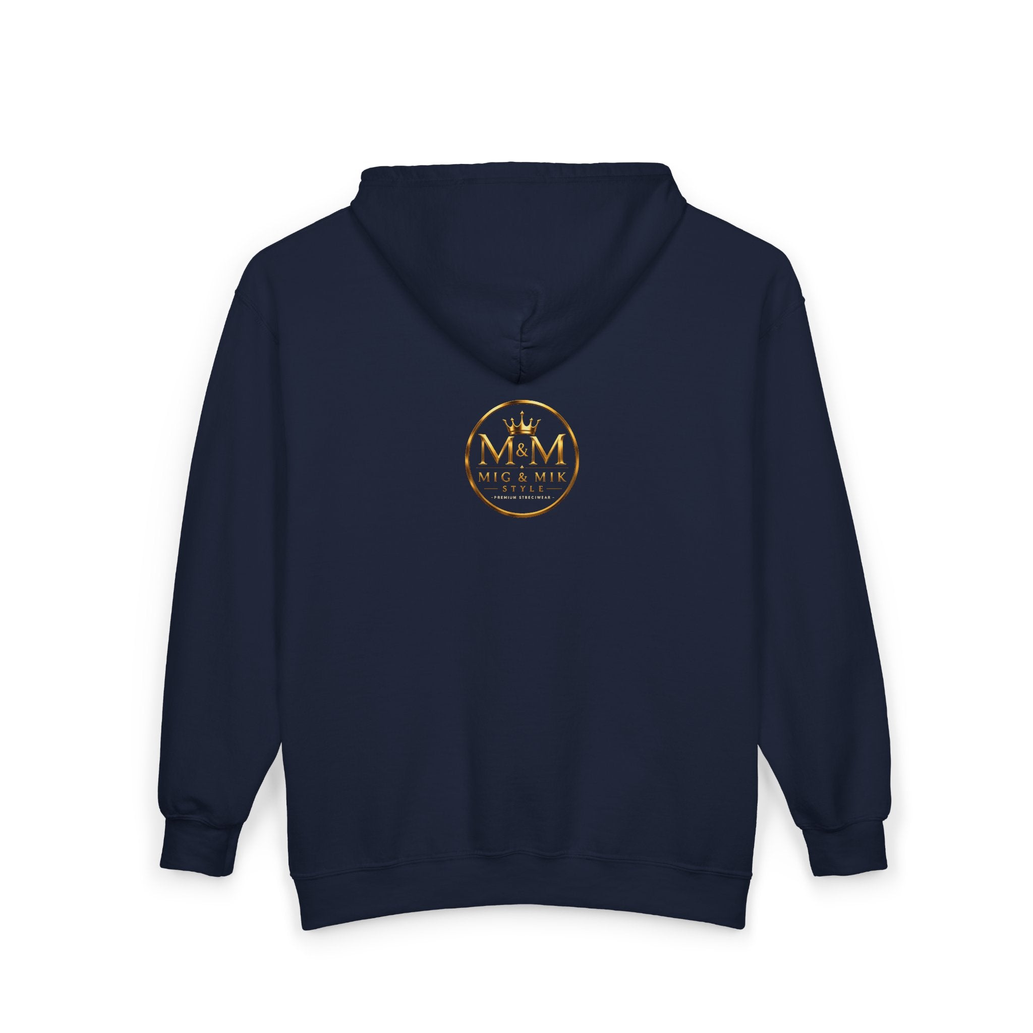 Gold Foil 'M&G Milk' Logo Zip Hoodie — Premium Black Full-Zip Sweatshirt