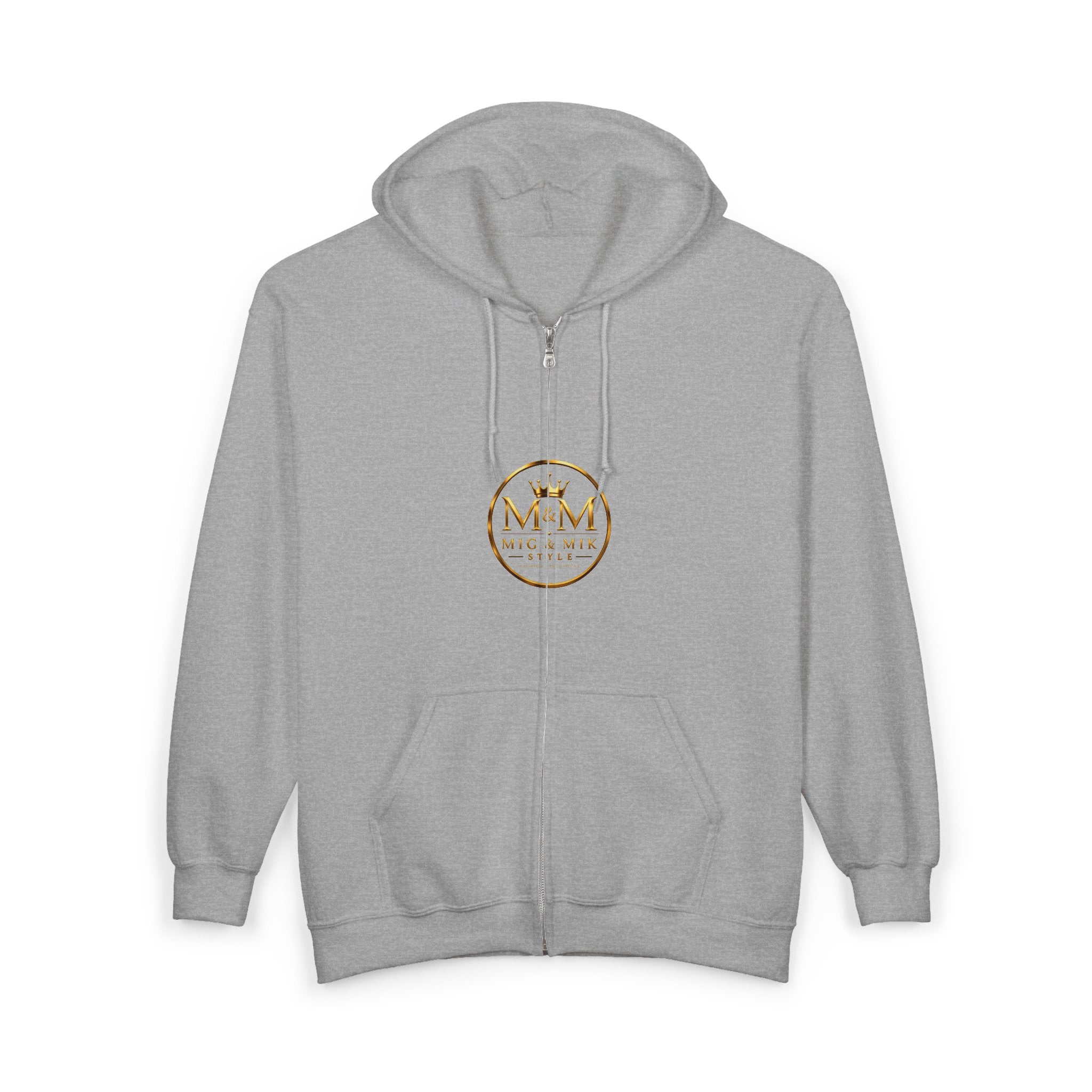 Gold Foil 'M&G Milk' Logo Zip Hoodie — Premium Black Full-Zip Sweatshirt