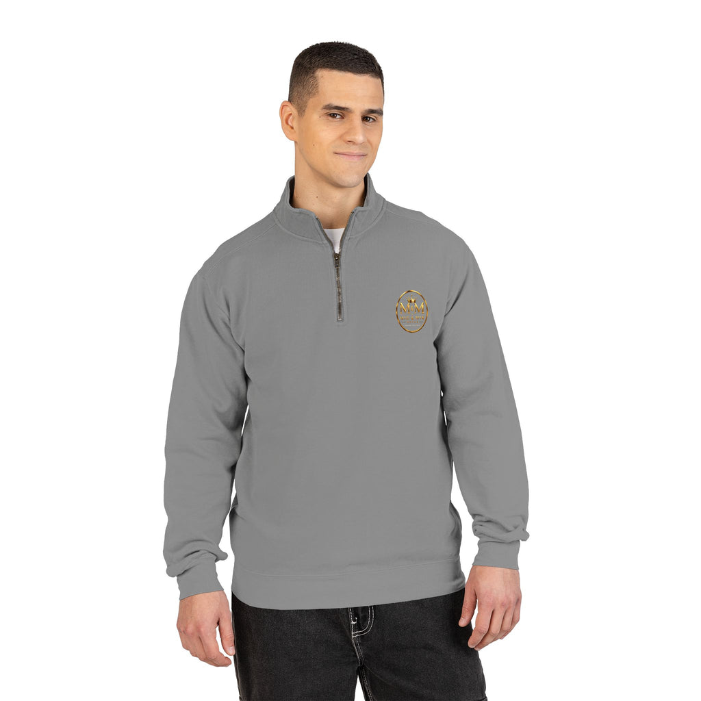Quarter-Zip Sweatshirt — Gold Crown Logo Crewneck (Emblem Front & Back)