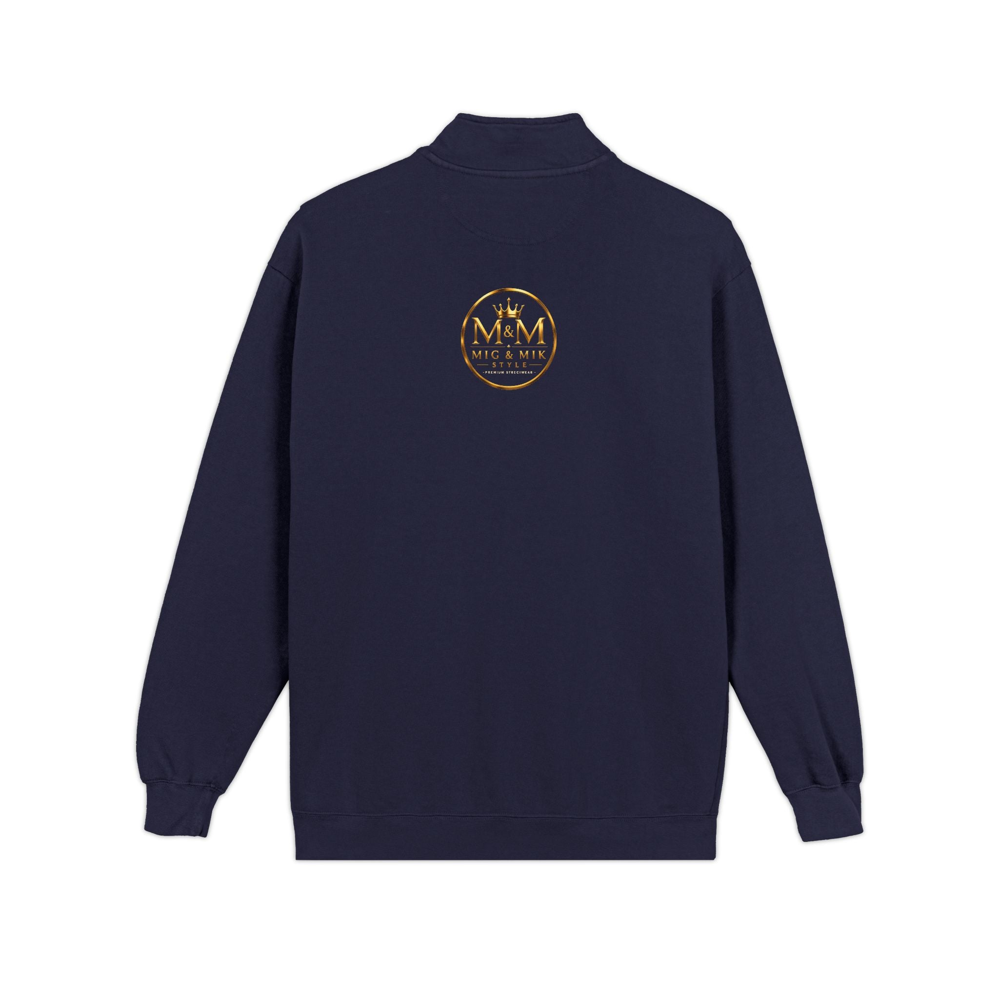Quarter-Zip Sweatshirt — Gold Crown Logo Crewneck (Emblem Front & Back)