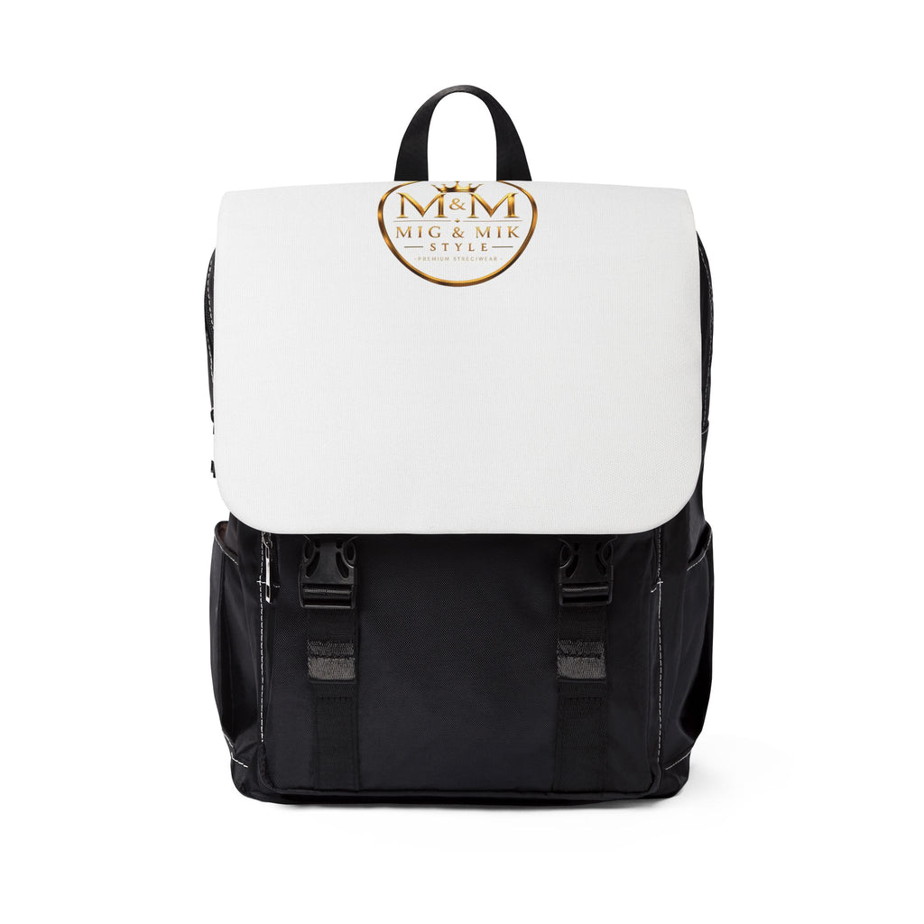 MIG & MIK STYLE Signature Luxury Backpack – Black & White Gold Edition
