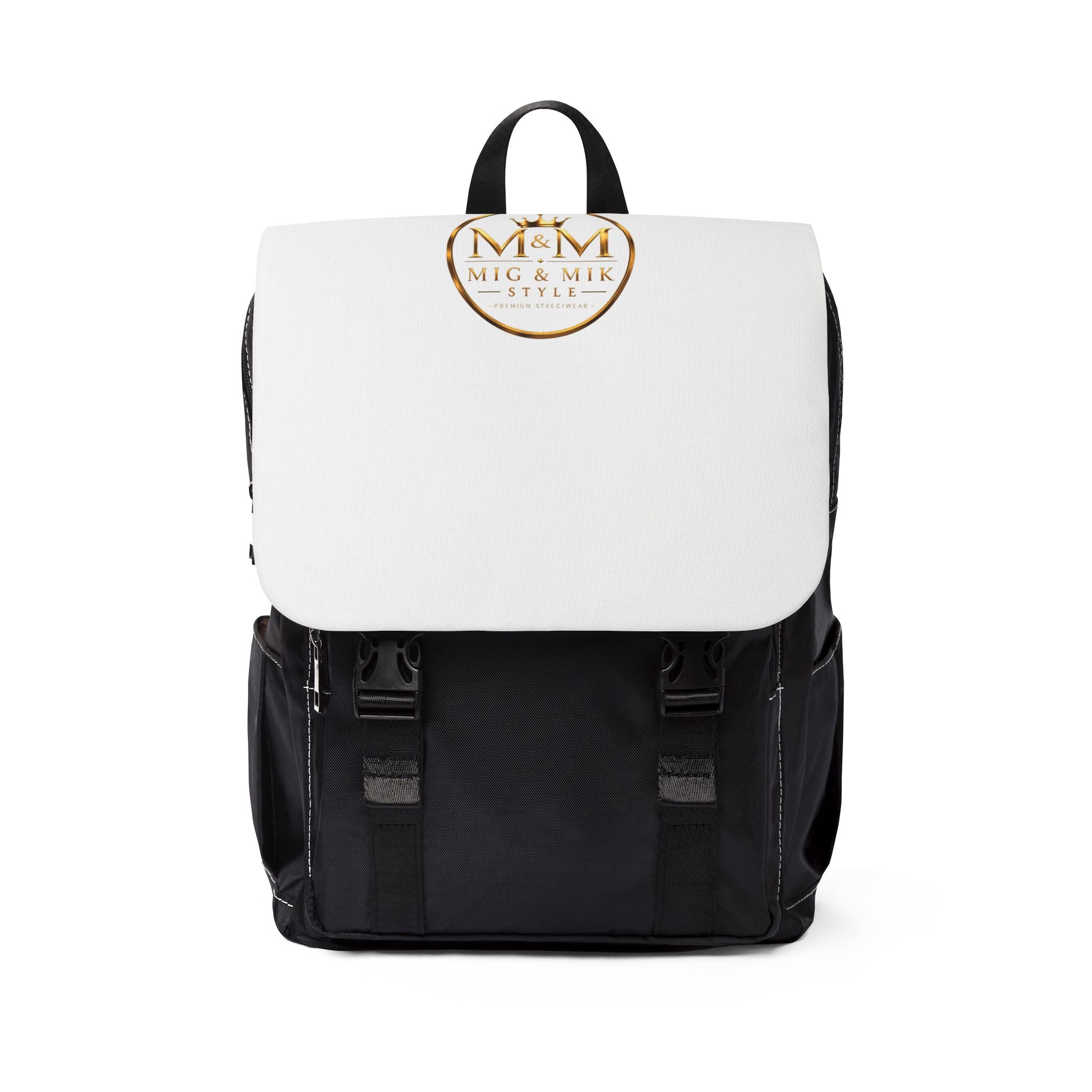 MIG & MIK STYLE Signature Luxury Backpack – Black & White Gold Edition
