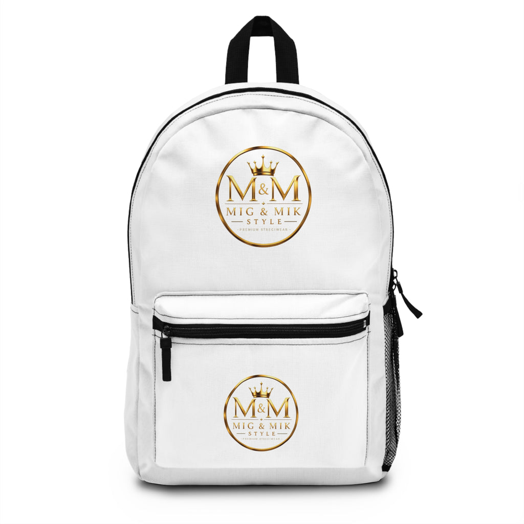 MIG & MIK STYLE Premium Backpack – White & Gold Edition