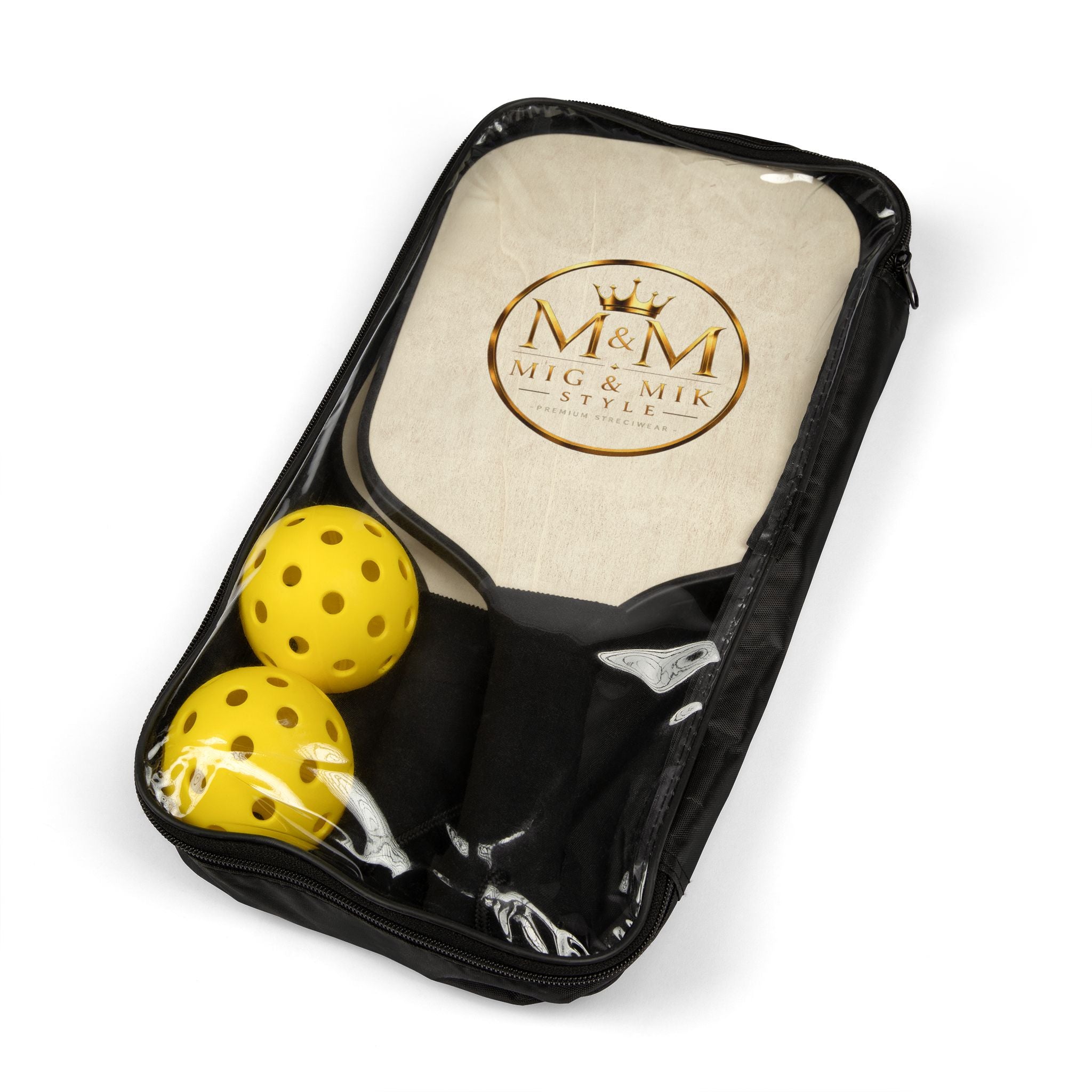 Pickleball Paddle Set — Personalized Wood Grain Pickleball Kit (2 Paddles + Balls)