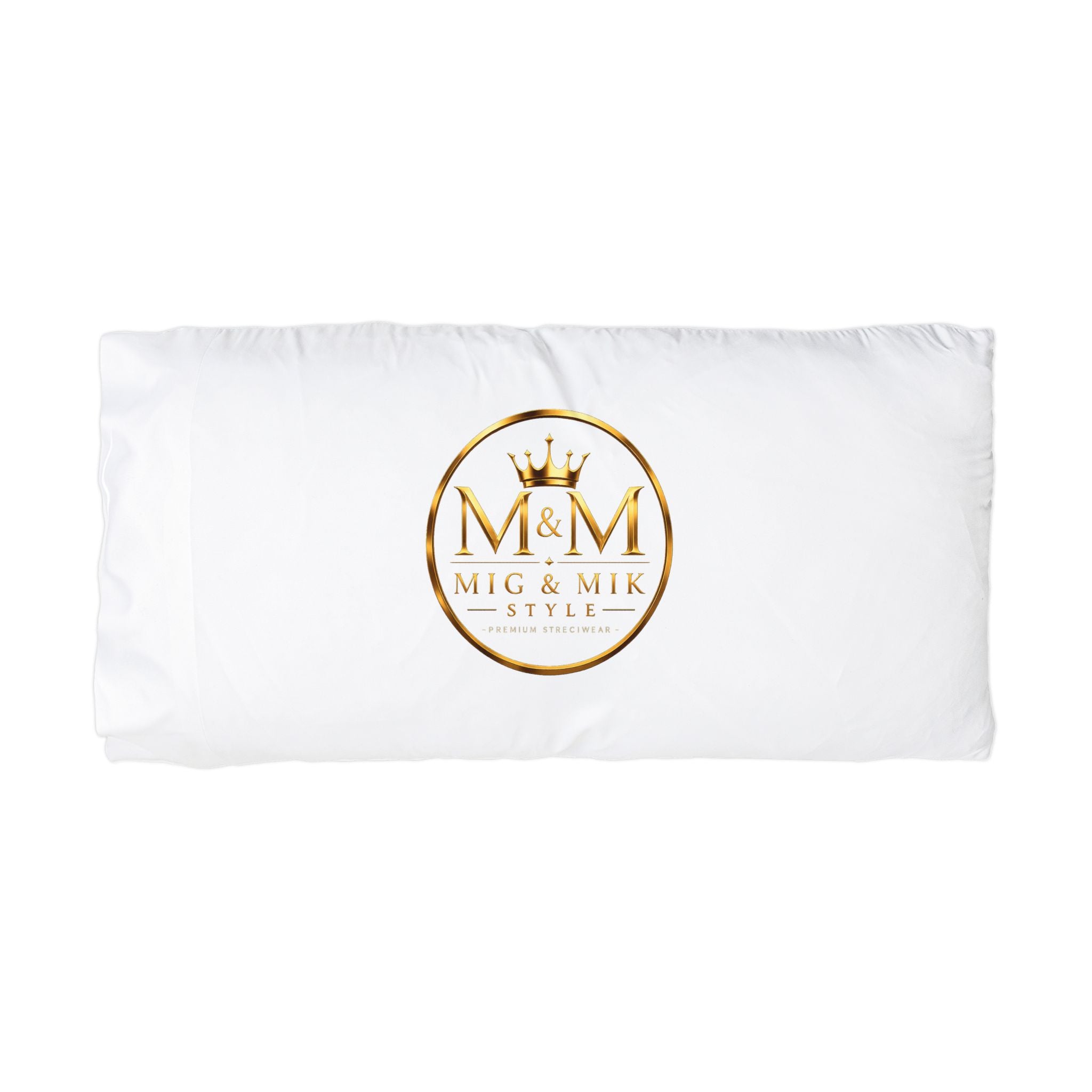 Microfiber Pillowcase — Gold M&M Crown Logo (Mig & Mik Style)
