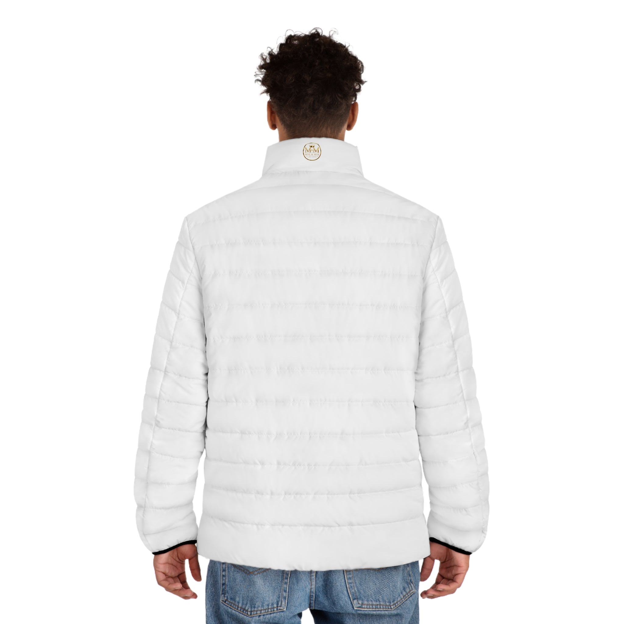 Men's Logo Puffer Jacket — M&M Nice & Mike Branded Quilted Coat