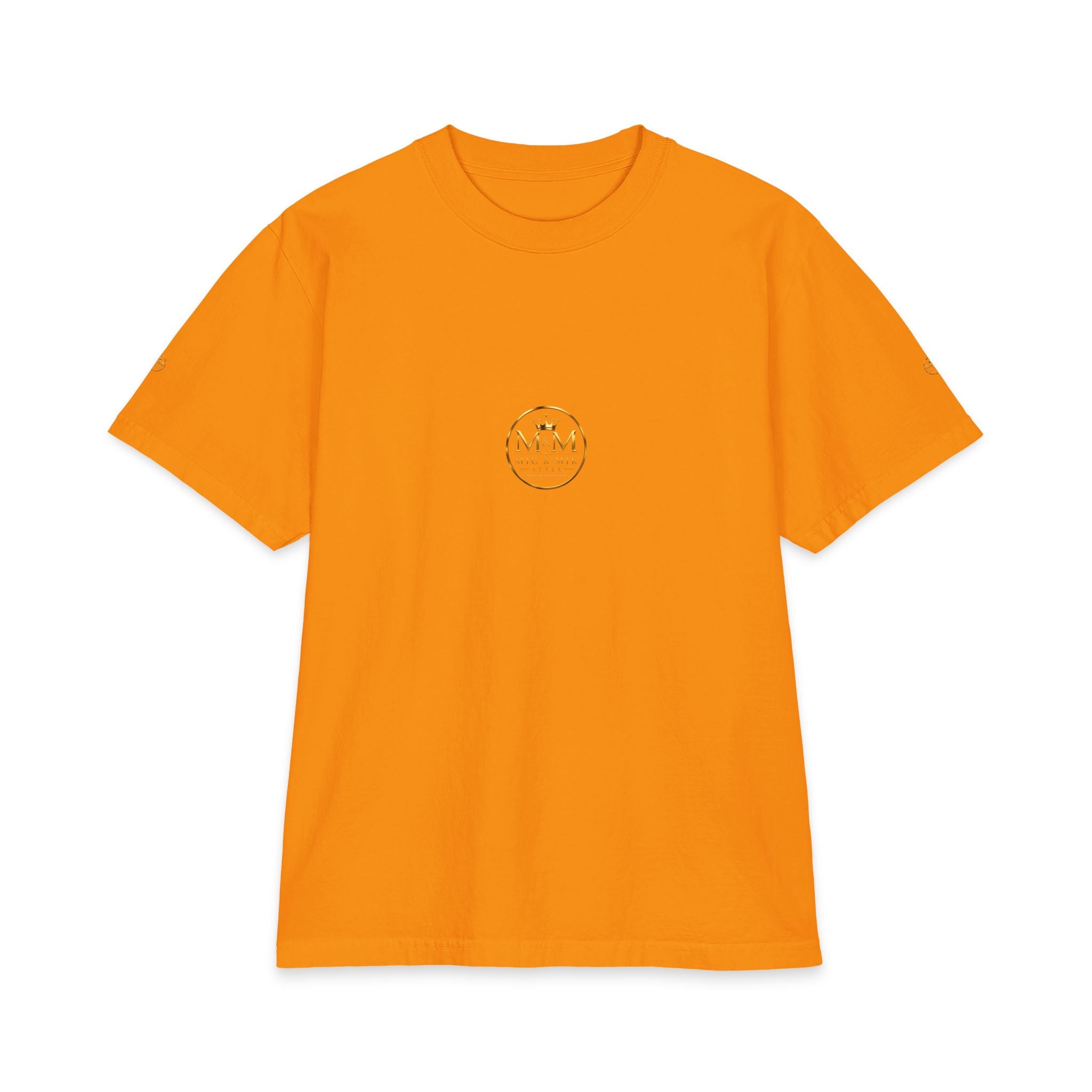 M&M Club Vintage Logo T‑Shirt — Minimal Gold Crest Cotton Tee