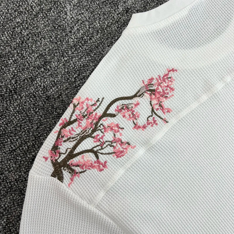 Cherry Blossom Embroidered Waffle Tee — MIG & MIK STYLE™