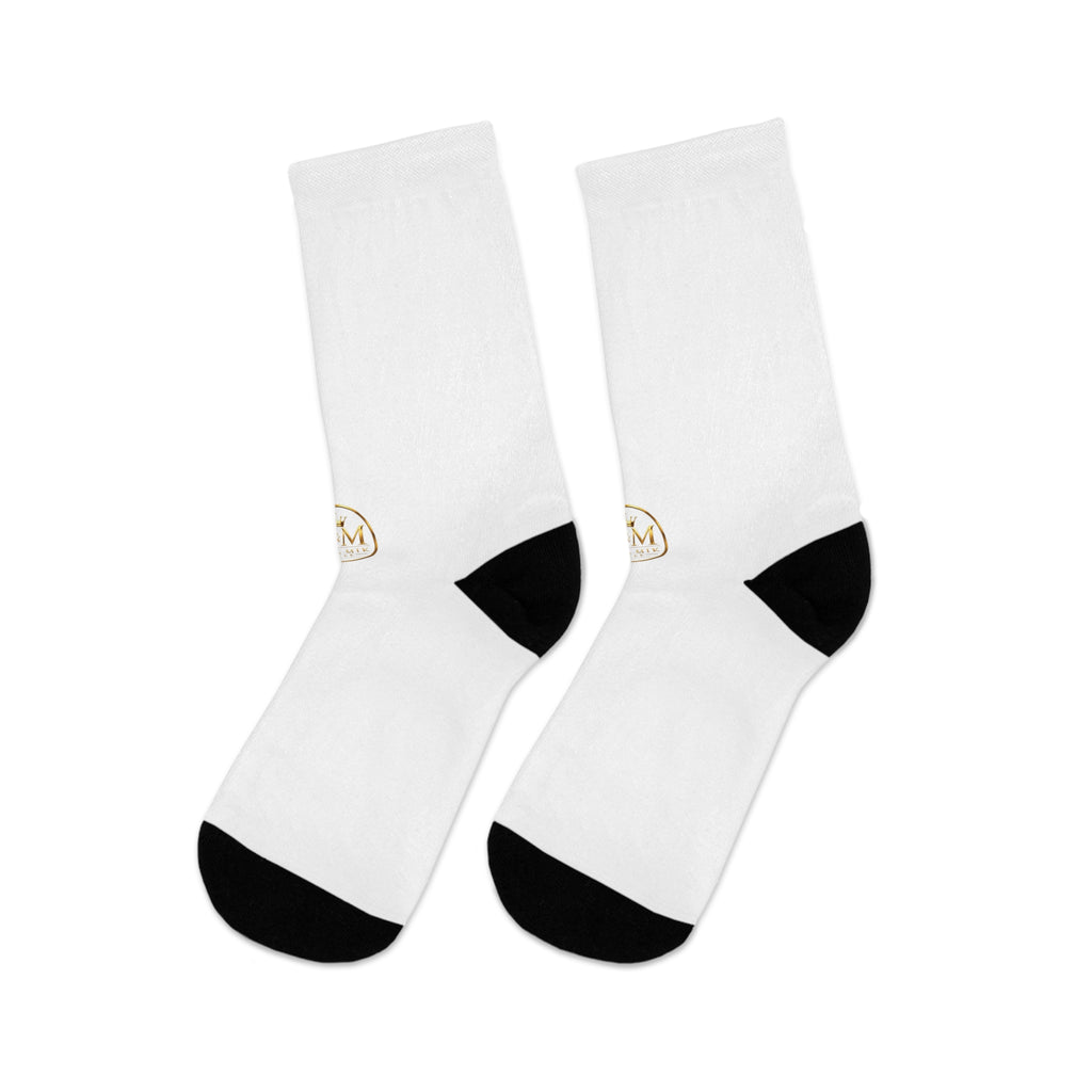 Recycled Poly Socks — Minimalist Gold Monogram Crew Socks