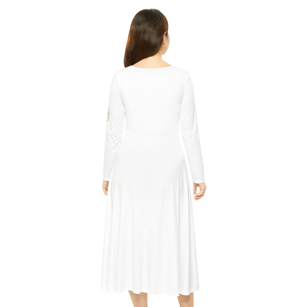 👑 MIG & MIK STYLE Premium Long Sleeve Dress – White Gold Luxury Collection