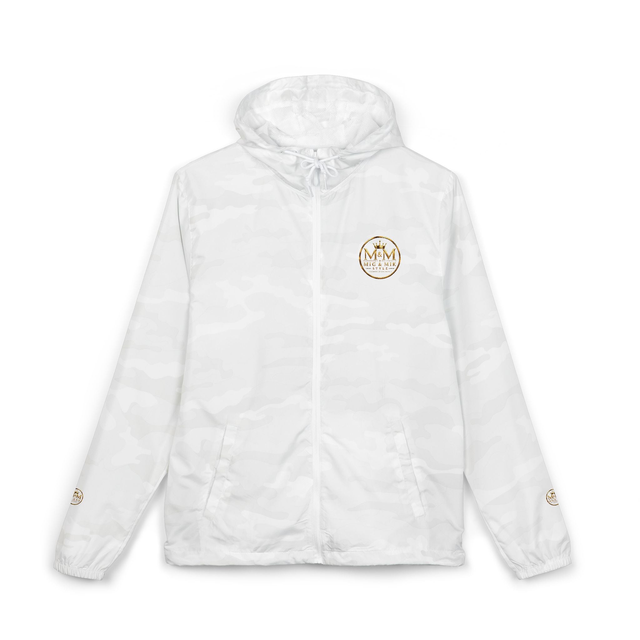 Crown Logo Windbreaker Jacket — White Luxury Monogram Shell