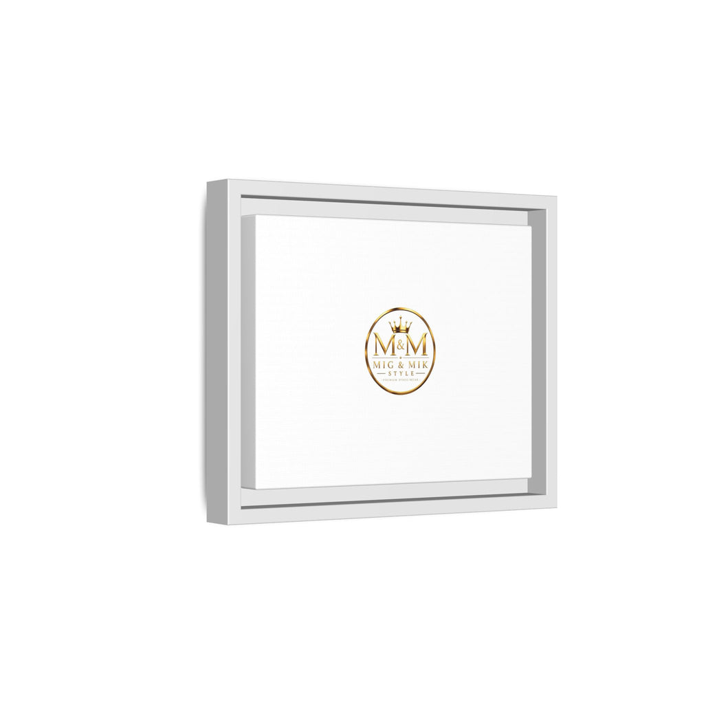 Framed Matte Canvas Print — Gold Mig & Mik Logo Wall Art