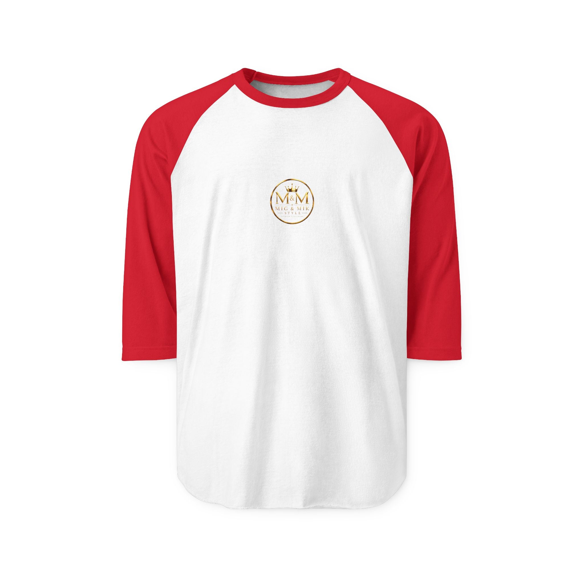 MIG & MIK STYLE Gold Crown Vintage Emblem Raglan Shirt | Premium 3/4 Sleeve Baseball Tee