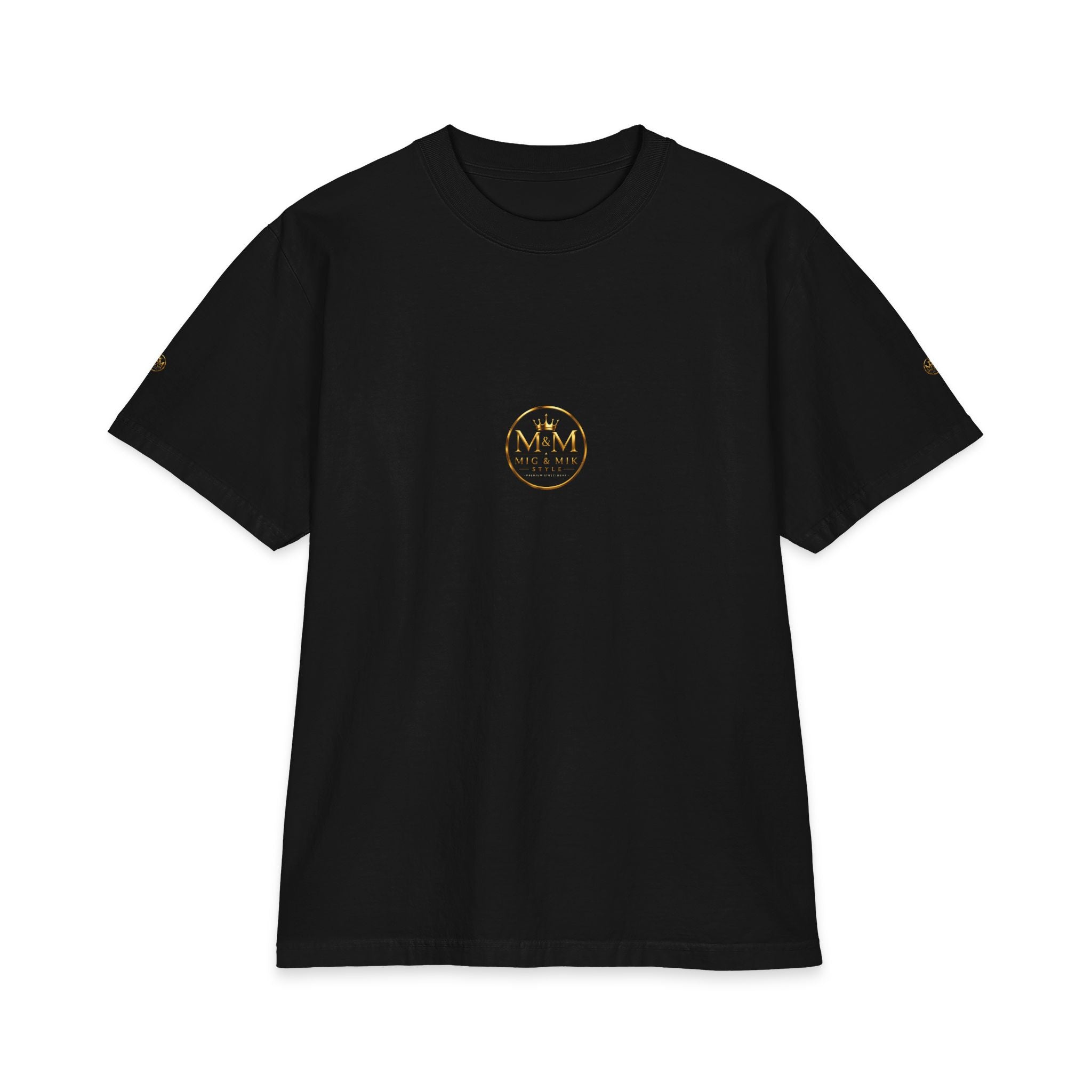 M&M Club Vintage Logo T‑Shirt — Minimal Gold Crest Cotton Tee
