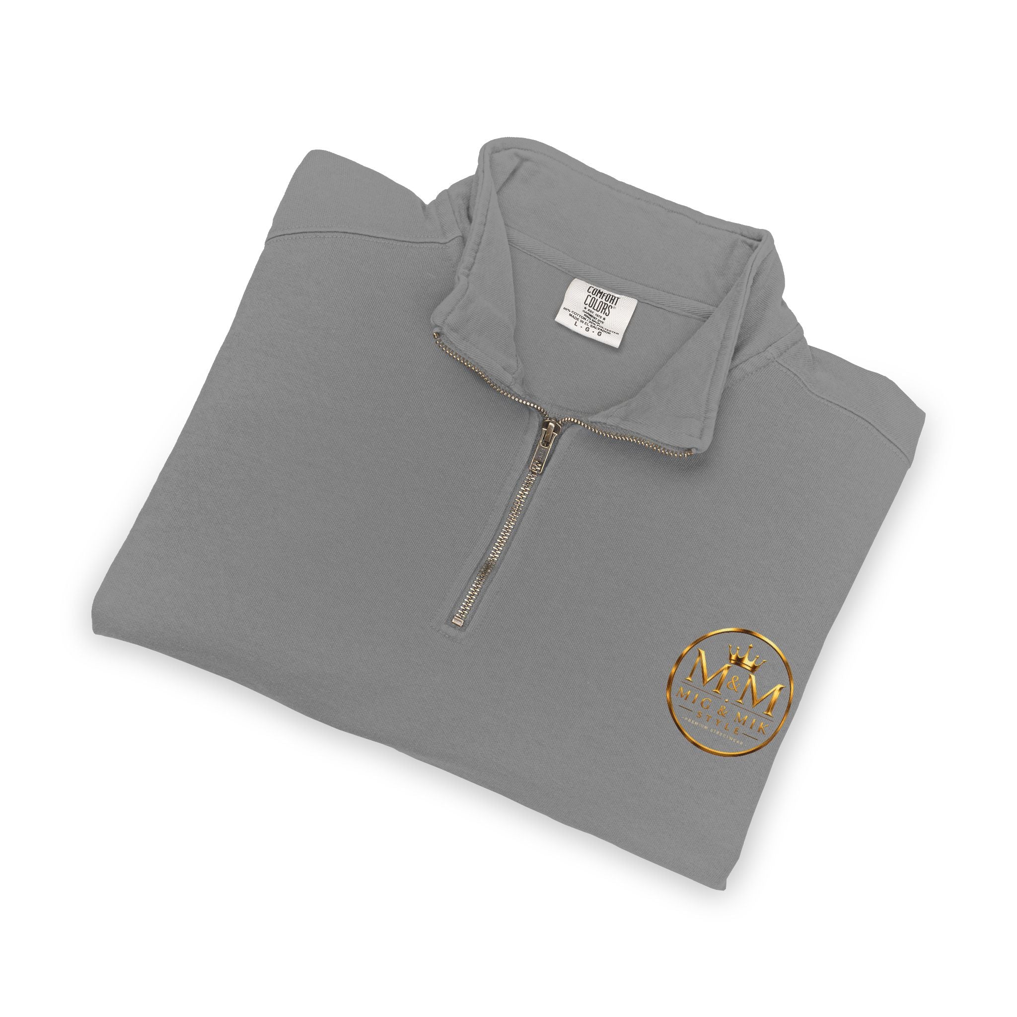 Quarter-Zip Sweatshirt — Gold Crown Logo Crewneck (Emblem Front & Back)