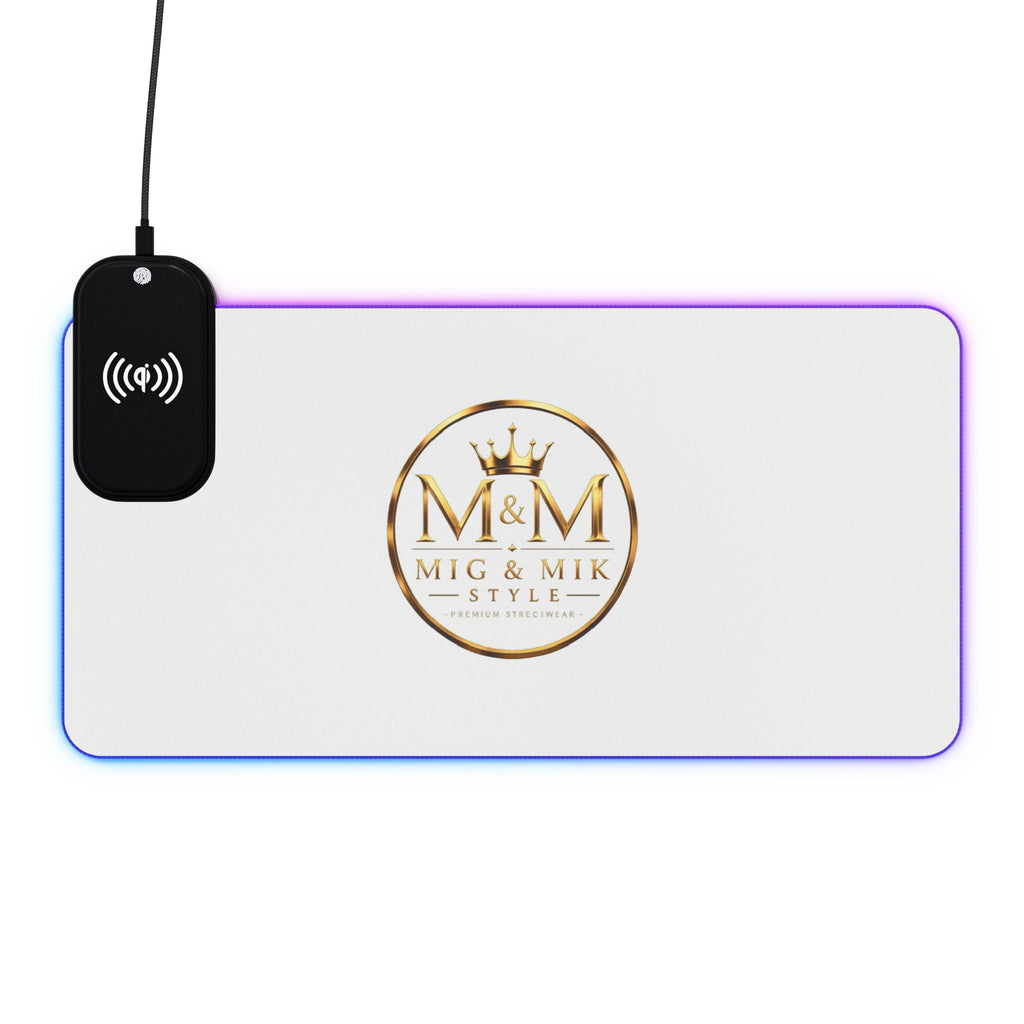 LED Wireless Charging Gaming Mouse Pad — Mig & Mik Gold Logo