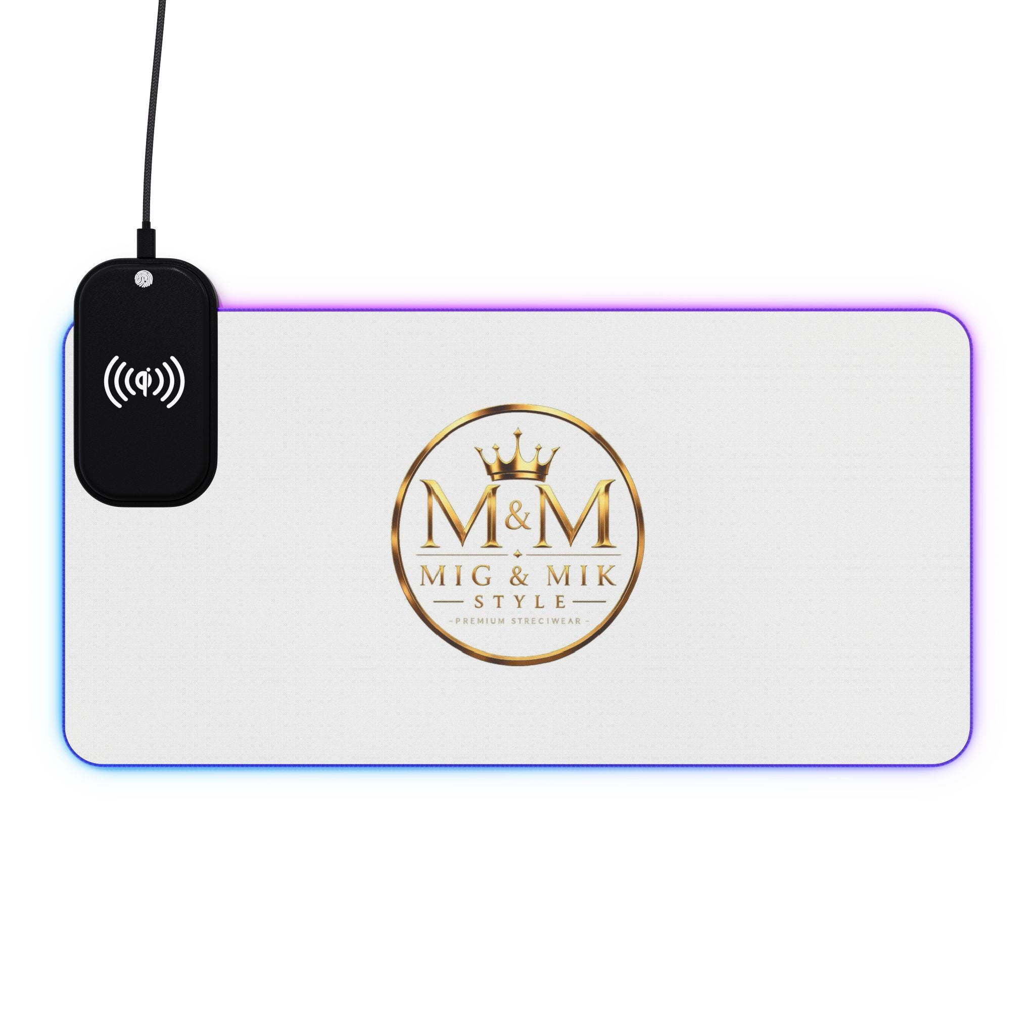 LED Wireless Charging Gaming Mouse Pad — Mig & Mik Gold Logo