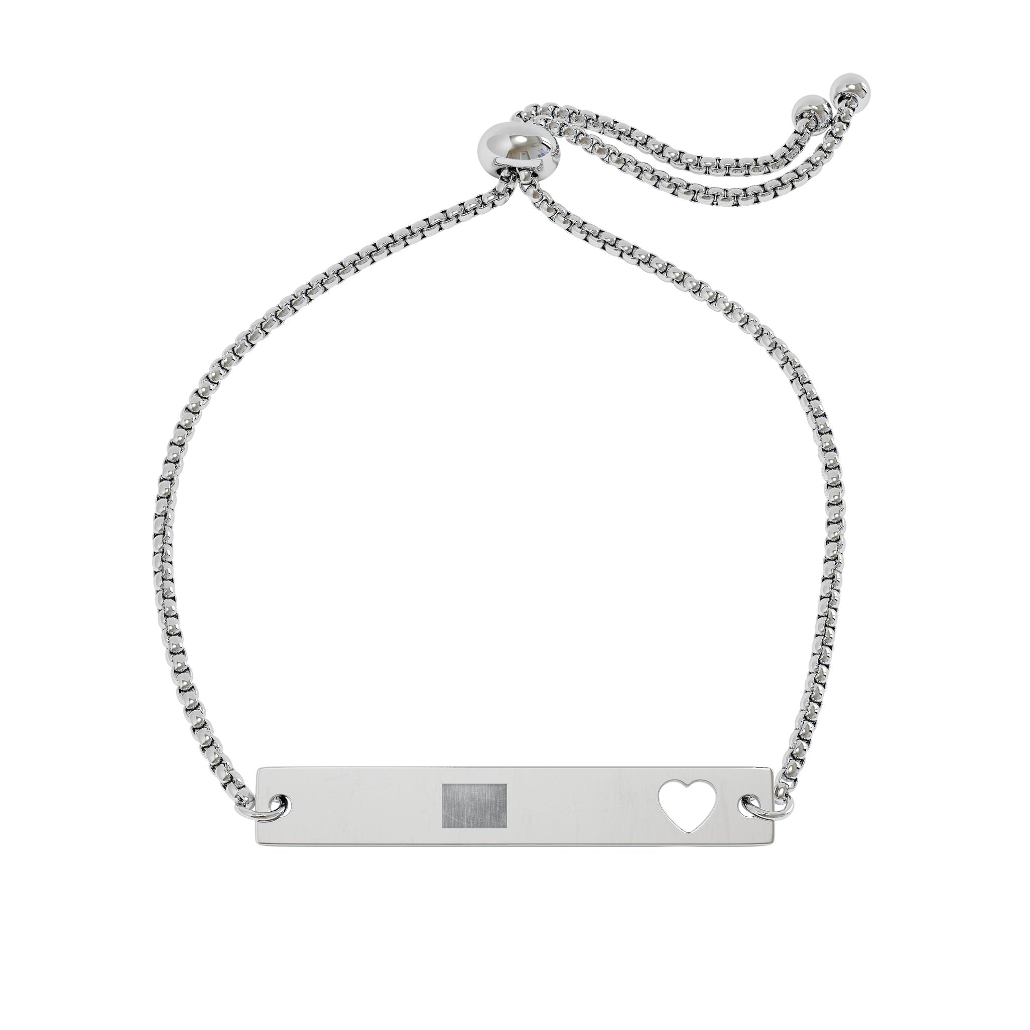 Engravable Heart Cutout Bar Bracelet — Adjustable Rose/Gold Personalized Jewelry