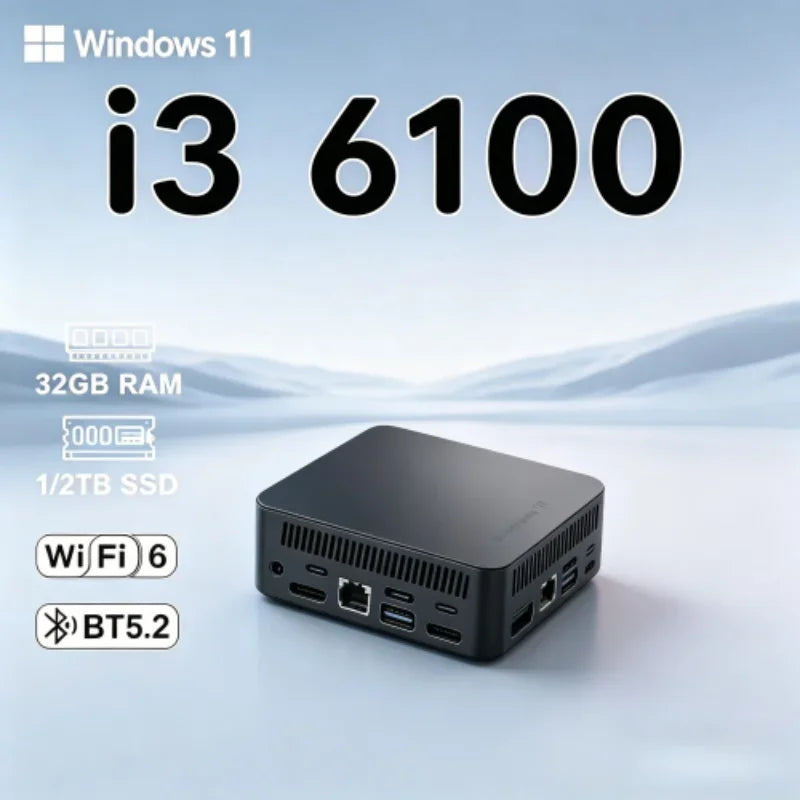 2026 Arcane Varnished MINI PC Windows 11 Pro Core I3 6100 RAM 1TB SSD WIFI 6 BT5.2 4K HD Splendid Leisure Gaming Office