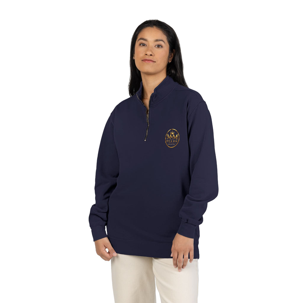 Quarter-Zip Sweatshirt — Gold Crown Logo Crewneck (Emblem Front & Back)