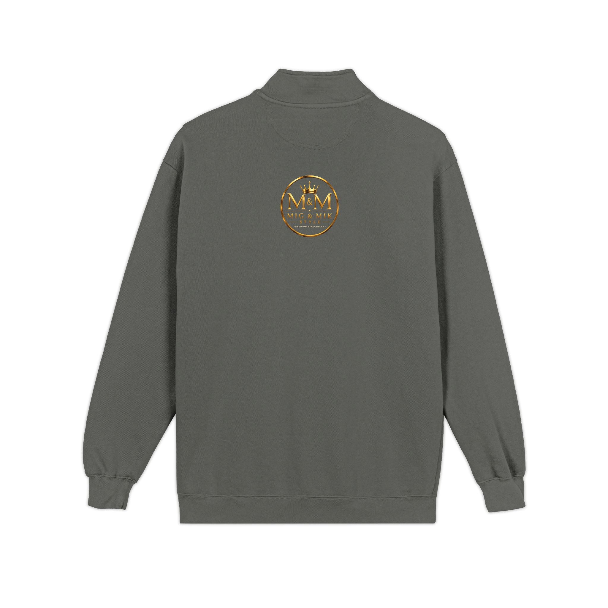 Quarter-Zip Sweatshirt — Gold Crown Logo Crewneck (Emblem Front & Back)