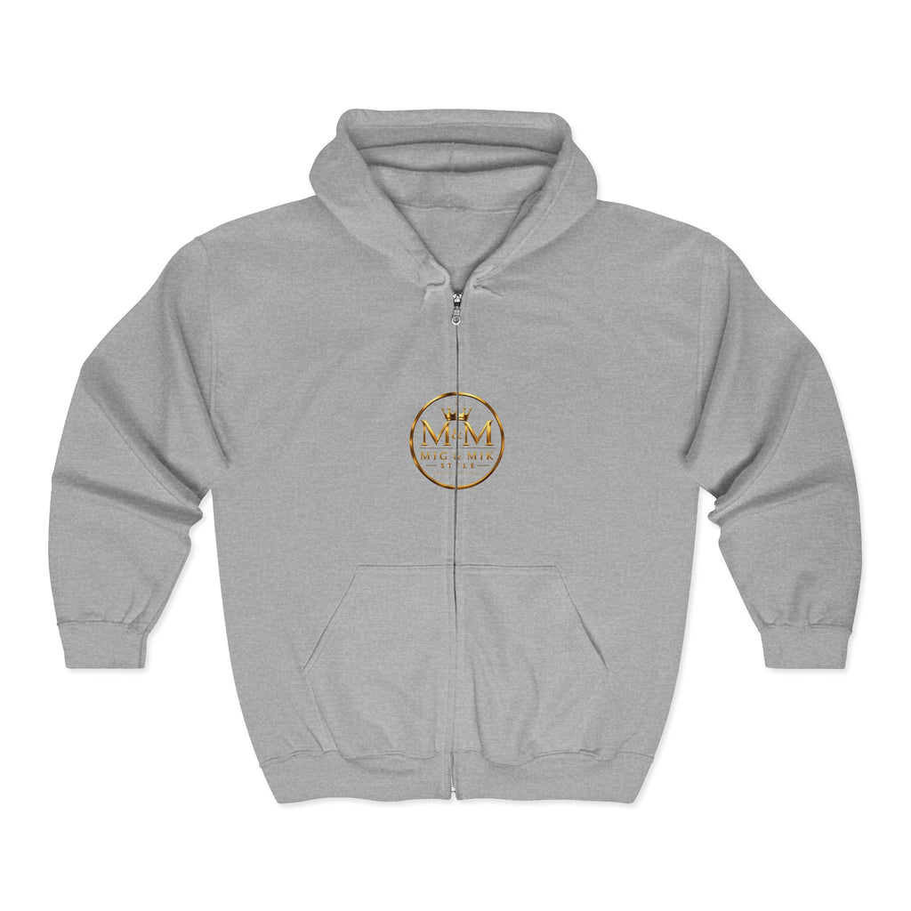 Gold Foil 'M&G Milk' Logo Zip Hoodie — Premium Black Full-Zip Sweatshirt