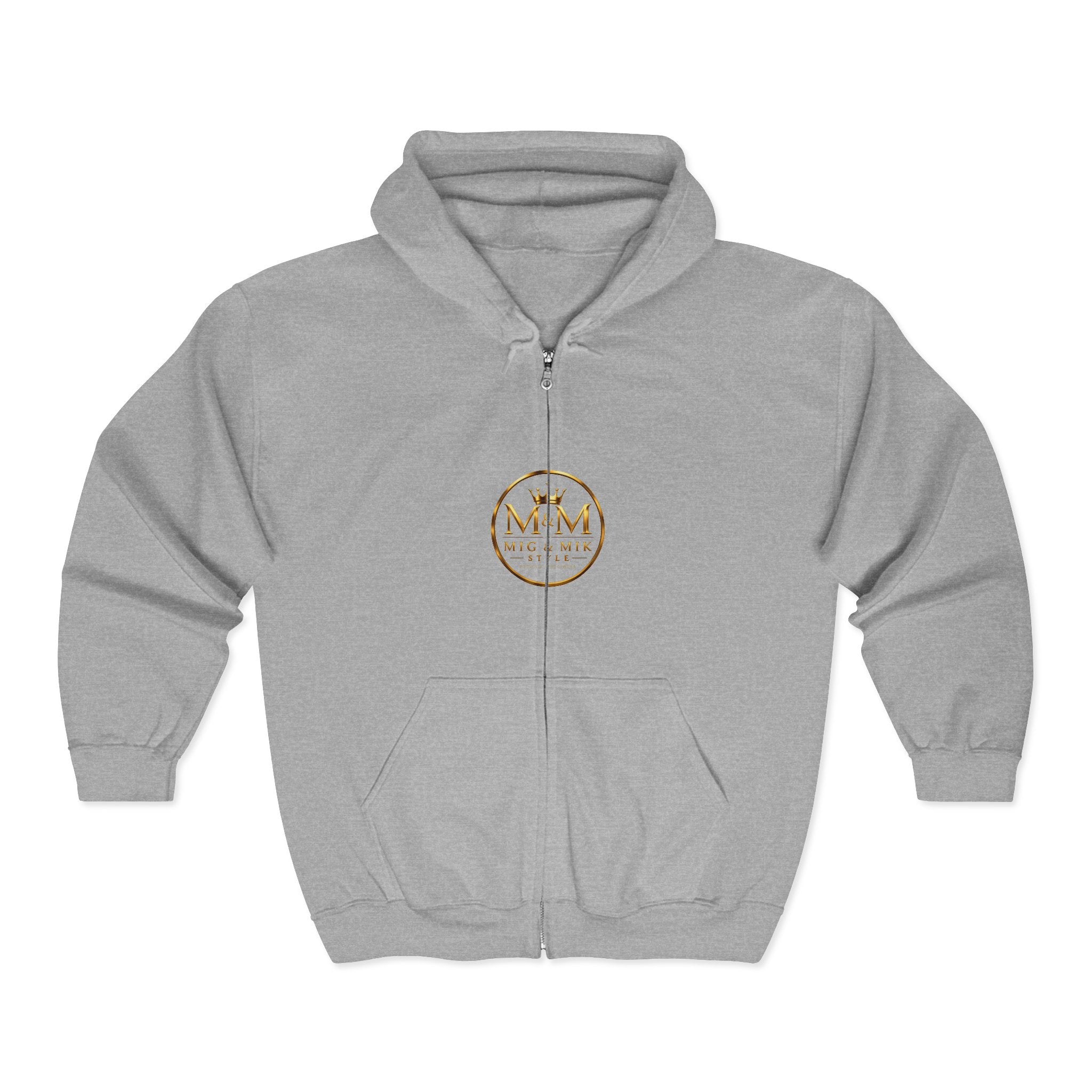 Gold Foil 'M&G Milk' Logo Zip Hoodie — Premium Black Full-Zip Sweatshirt