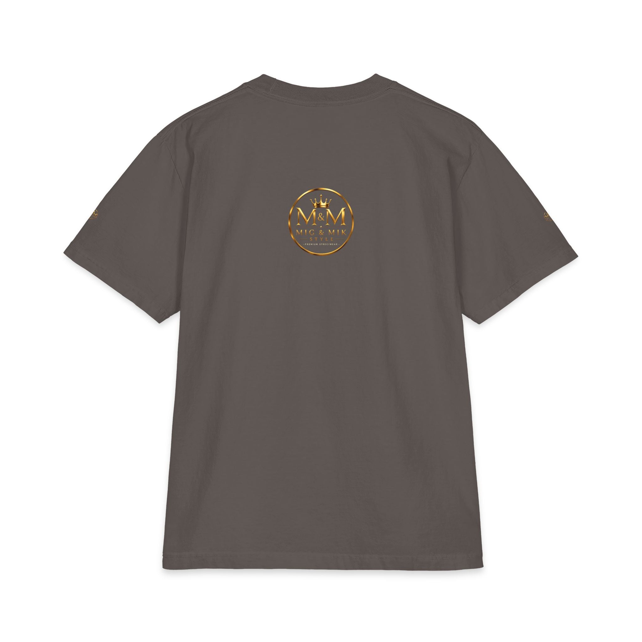 M&M Club Vintage Logo T‑Shirt — Minimal Gold Crest Cotton Tee