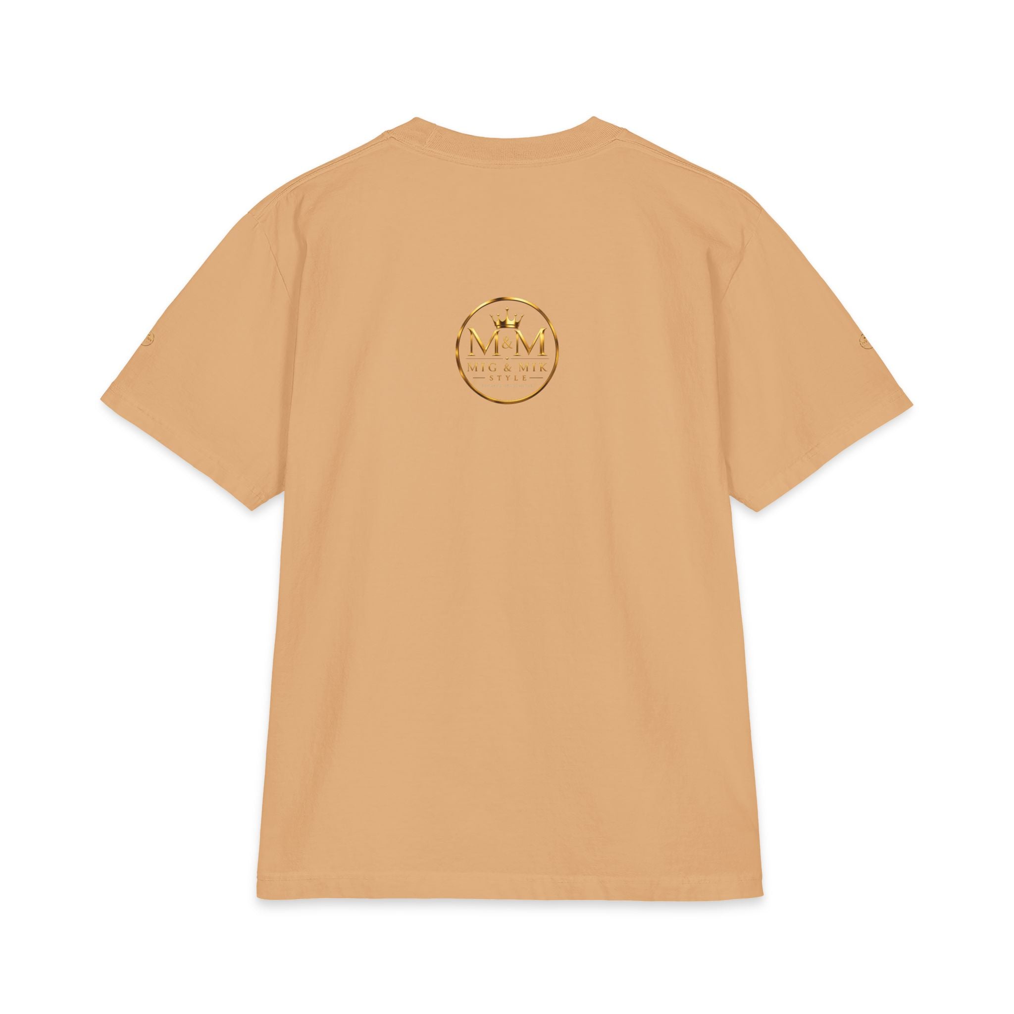 M&M Club Vintage Logo T‑Shirt — Minimal Gold Crest Cotton Tee