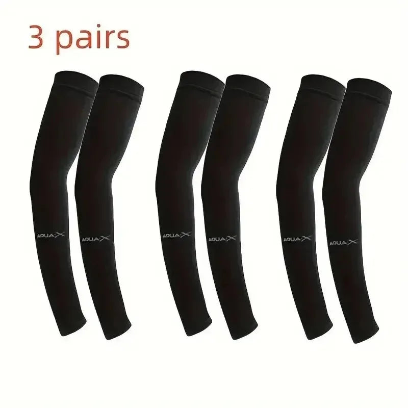 3 Pairs Cooling Breathable Arm Sleeves Anti‑UV Sun Protection Covers For Men Women Driving Golf Cycling Sports