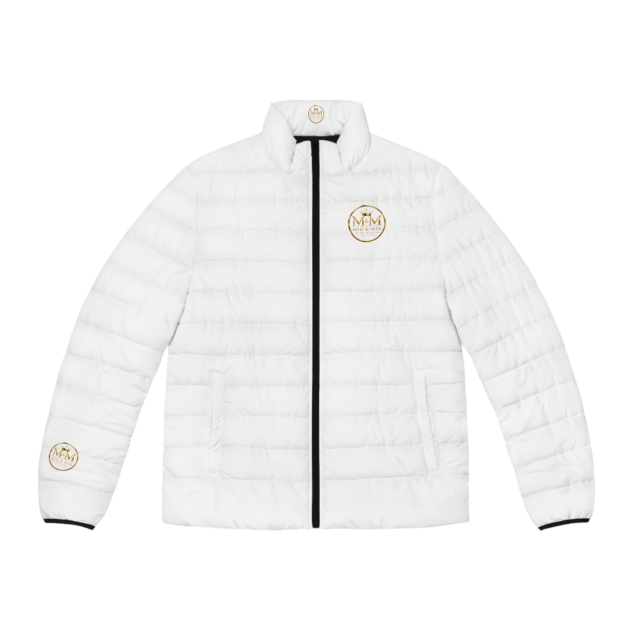 Men's Logo Puffer Jacket — M&M Nice & Mike Branded Quilted Coat