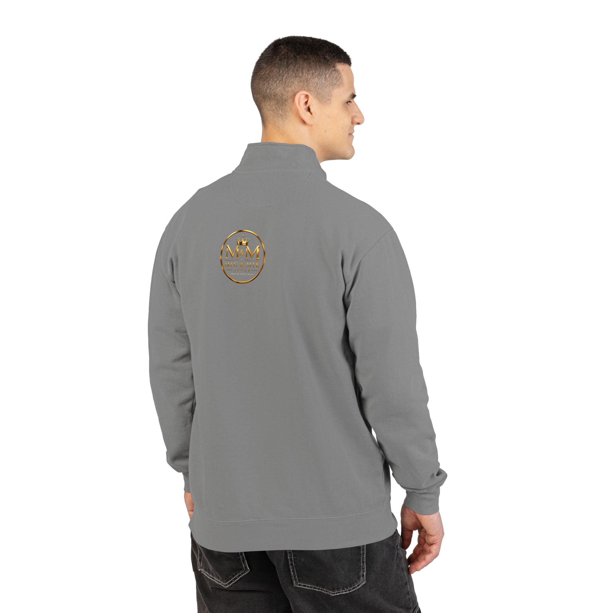 Quarter-Zip Sweatshirt — Gold Crown Logo Crewneck (Emblem Front & Back)
