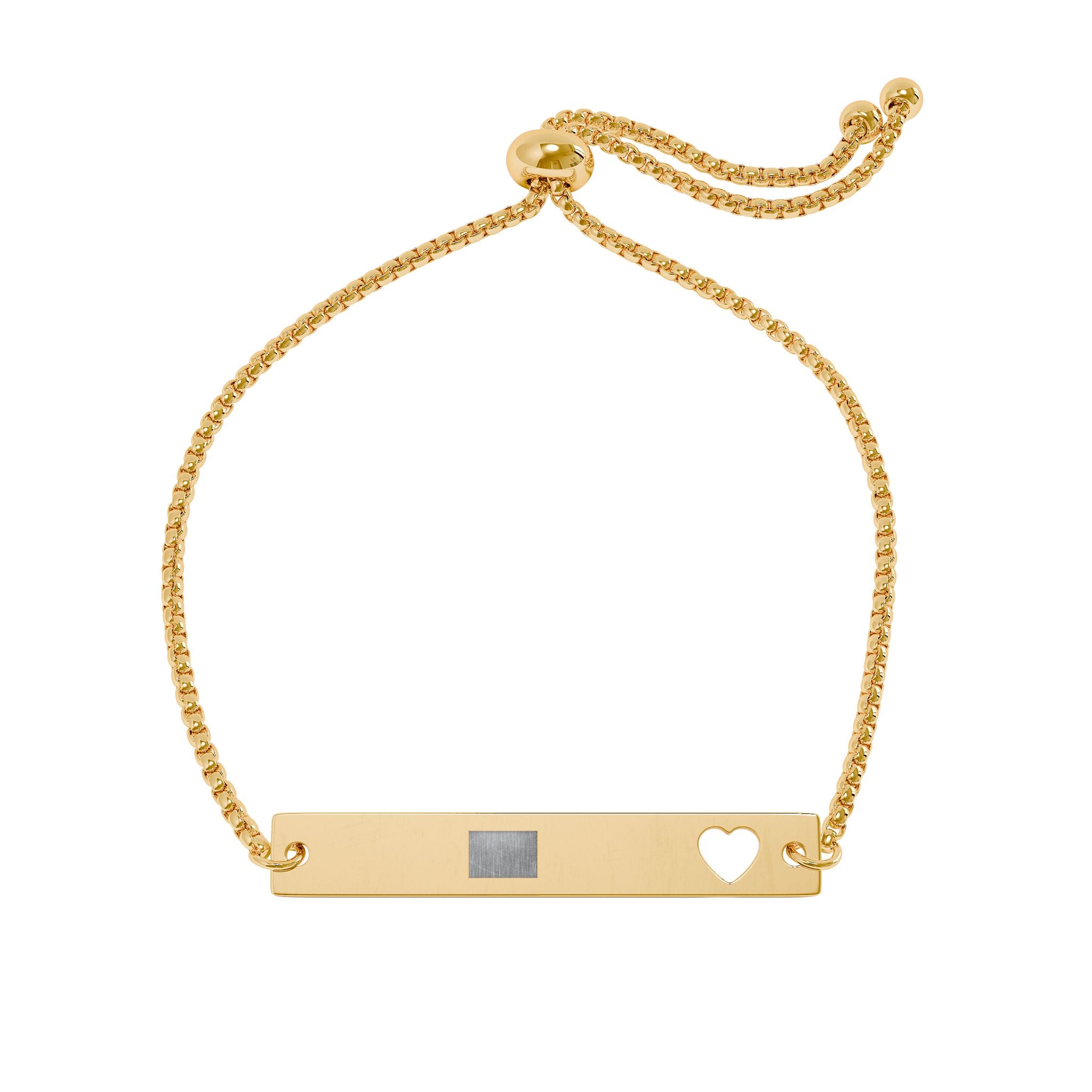 Engravable Heart Cutout Bar Bracelet — Adjustable Rose/Gold Personalized Jewelry