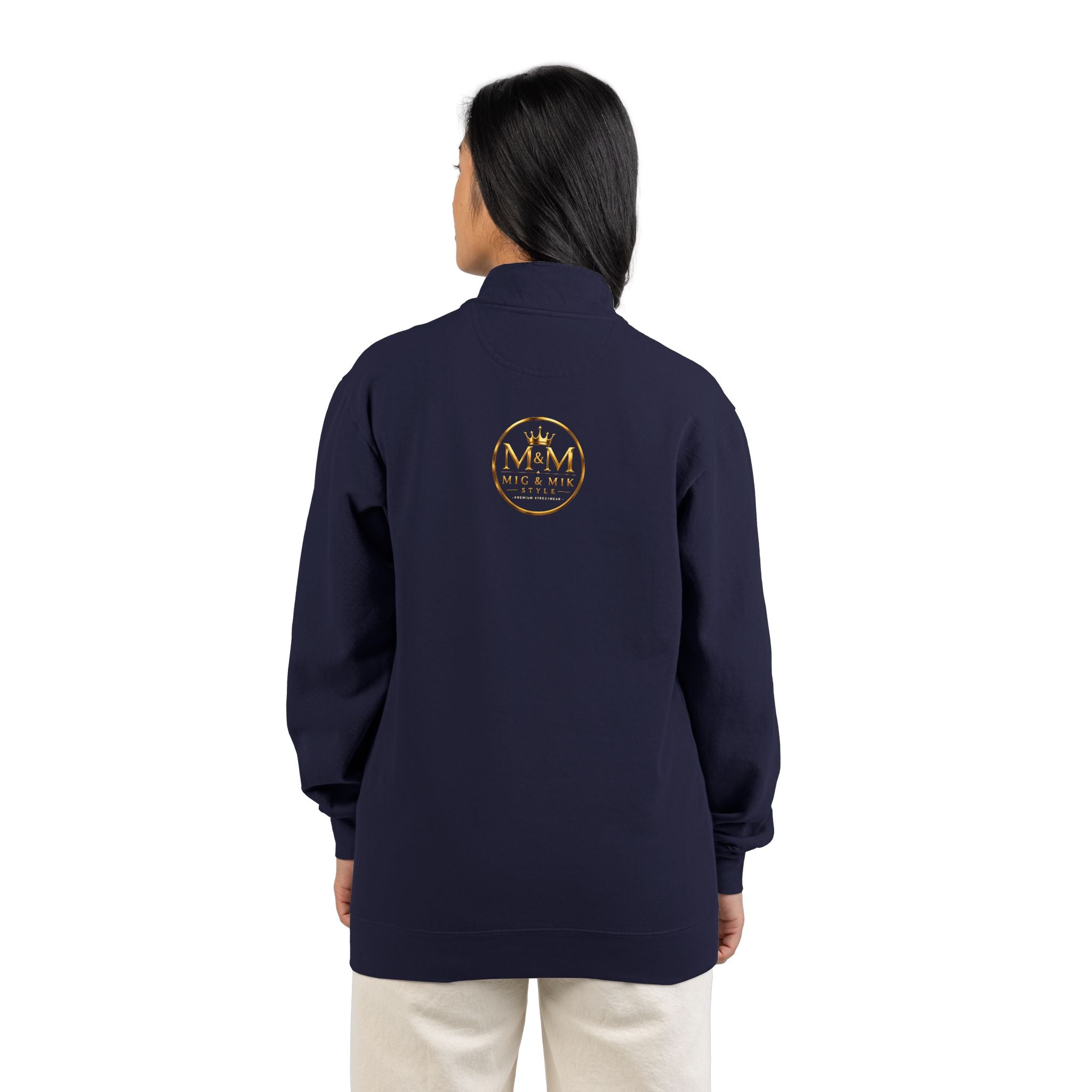 Quarter-Zip Sweatshirt — Gold Crown Logo Crewneck (Emblem Front & Back)