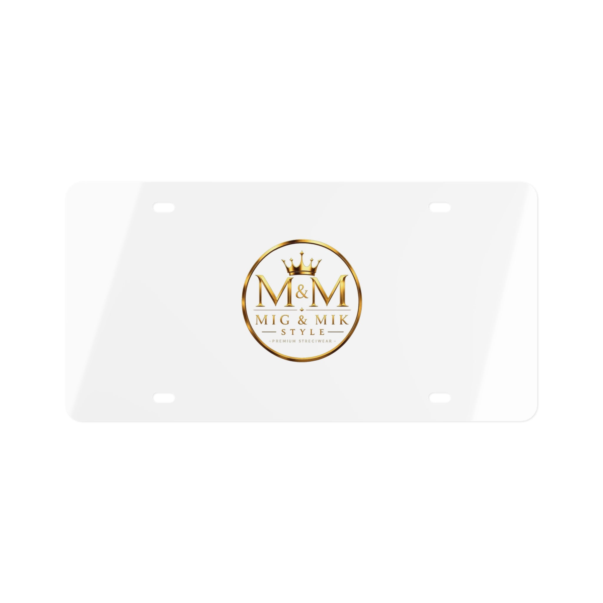 License Plate — Mig & Mik Style Gold Emblem Decorative Front Tag