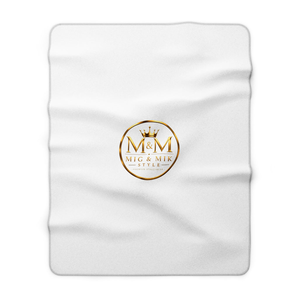 Sherpa Fleece Blanket — Luxury Gold Crest “M&M Mig & Mik Style” Cozy Throw