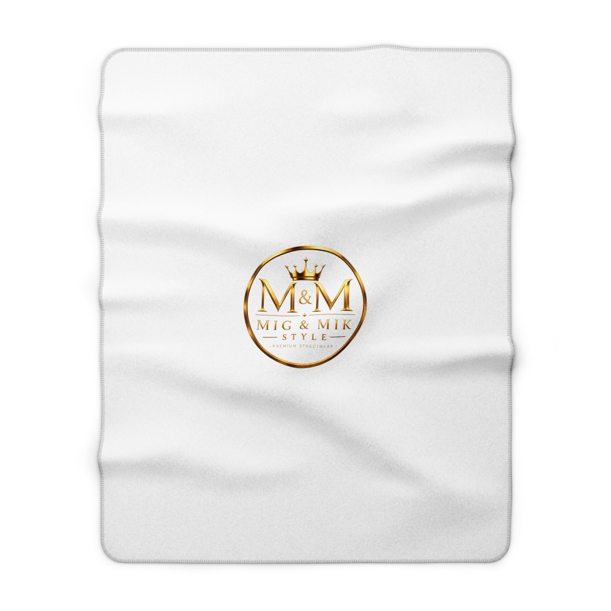 Sherpa Fleece Blanket — Luxury Gold Crest “M&M Mig & Mik Style” Cozy Throw
