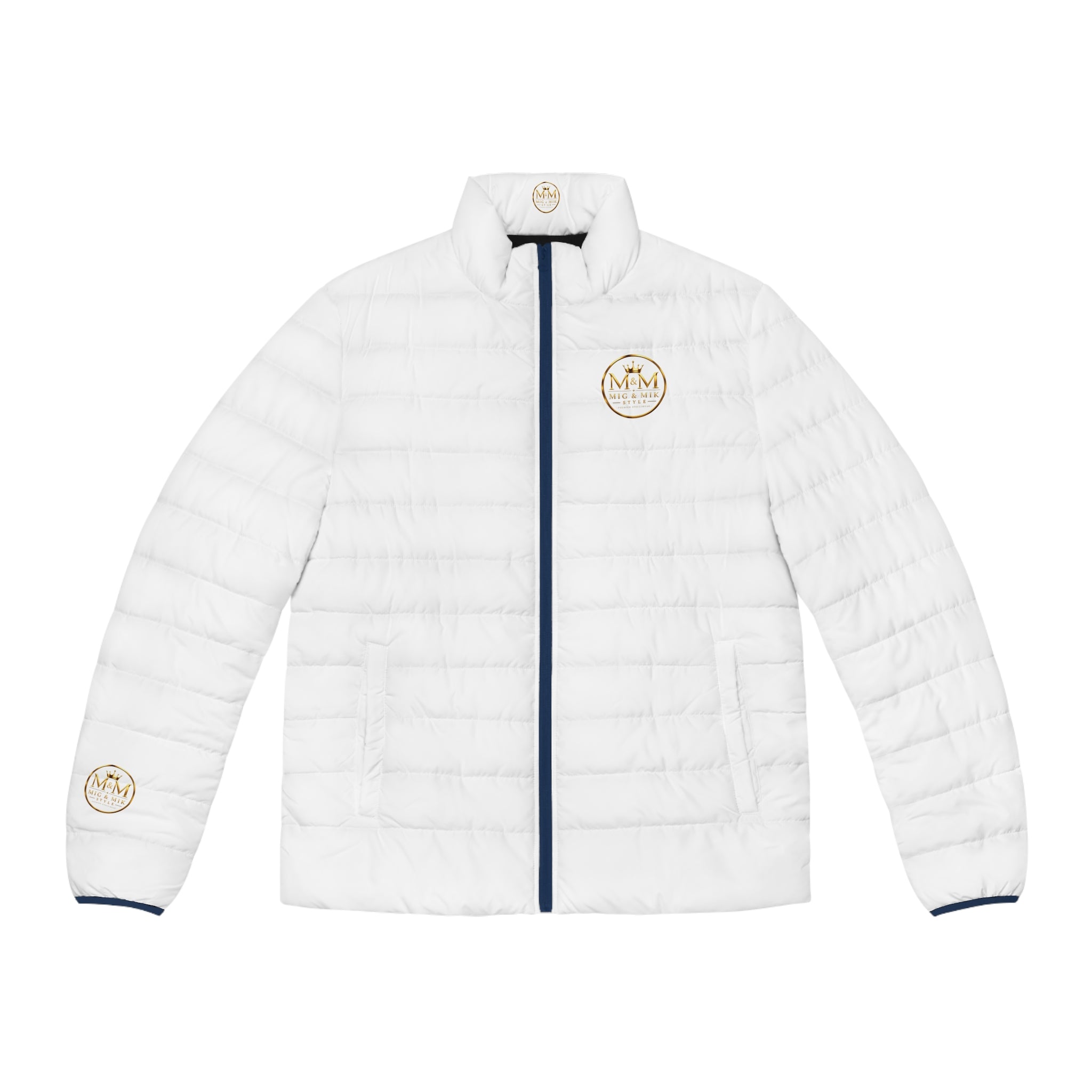 Men's Logo Puffer Jacket — M&M Nice & Mike Branded Quilted Coat