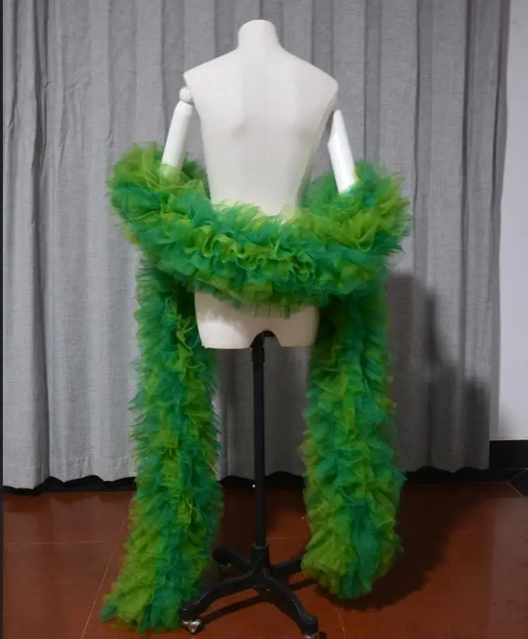 Fashion Stage ball party Club nightclub bridal Tulle Boa Ruffle shawl wrap wedding accessories cape Drag Queen