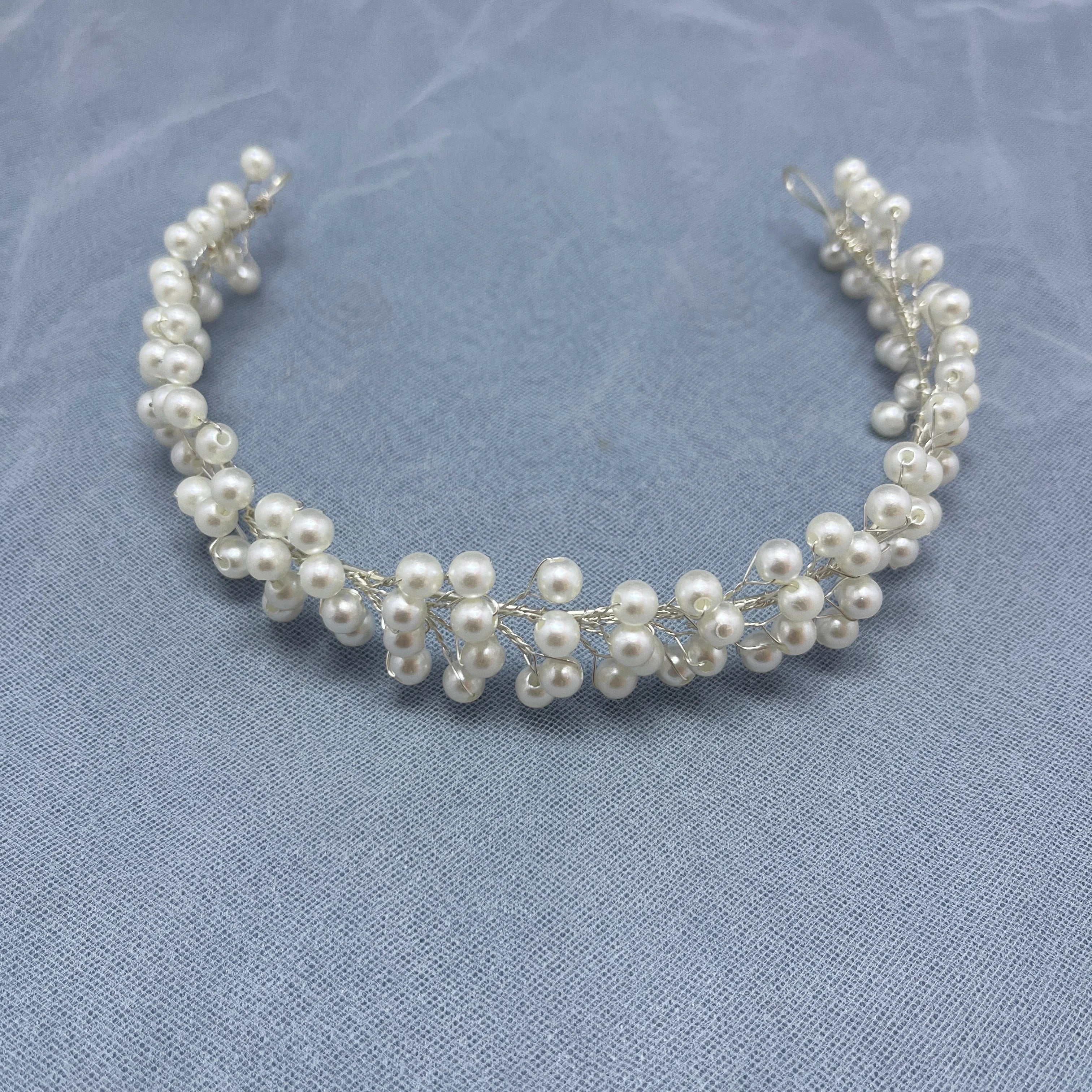 Handmade Fashion Crystal Flower Hair Vine Headband Pearl Hairband Bridal Wedding Hair Accessories Jewelry Hair Vine Headband
