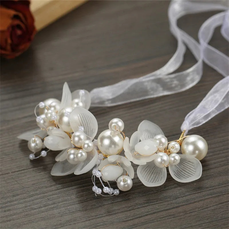 Wrist Flower Artificial Pearls Bridesmaid Children Hand Flower Marriage Beautiful Bride Wedding Bracelets Girls Romantic