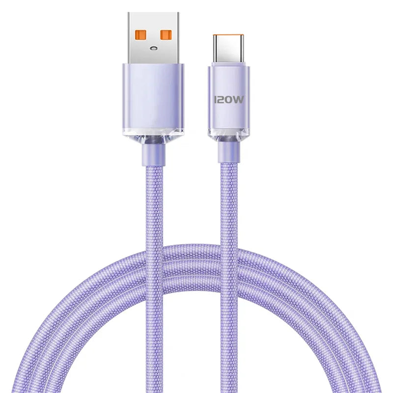 120W USB Type C Cable Type C to Type C Fast Charging Cord USB C Quick Charge Phone Cables For Samsung Xiaomi Huawei Realme