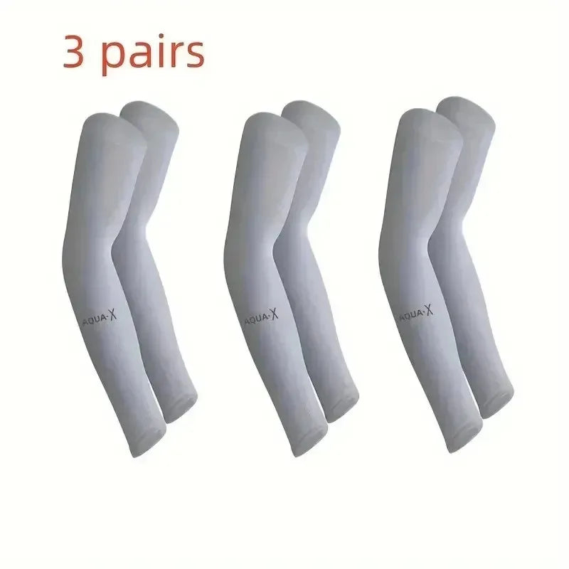 3 Pairs Cooling Breathable Arm Sleeves Anti‑UV Sun Protection Covers For Men Women Driving Golf Cycling Sports