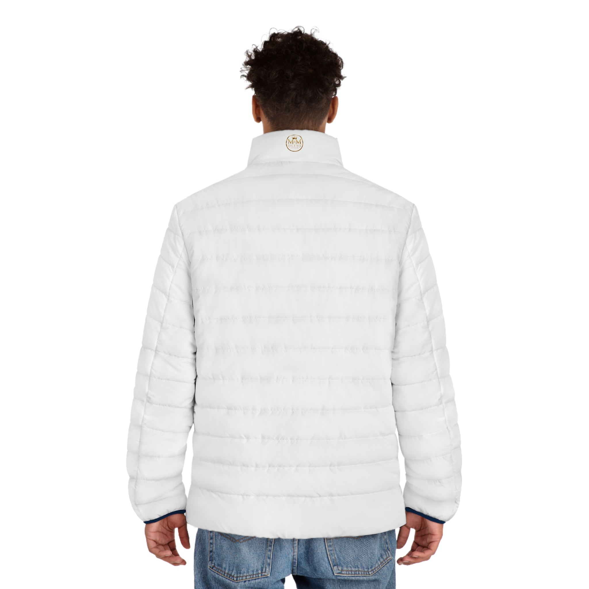 Men's Logo Puffer Jacket — M&M Nice & Mike Branded Quilted Coat