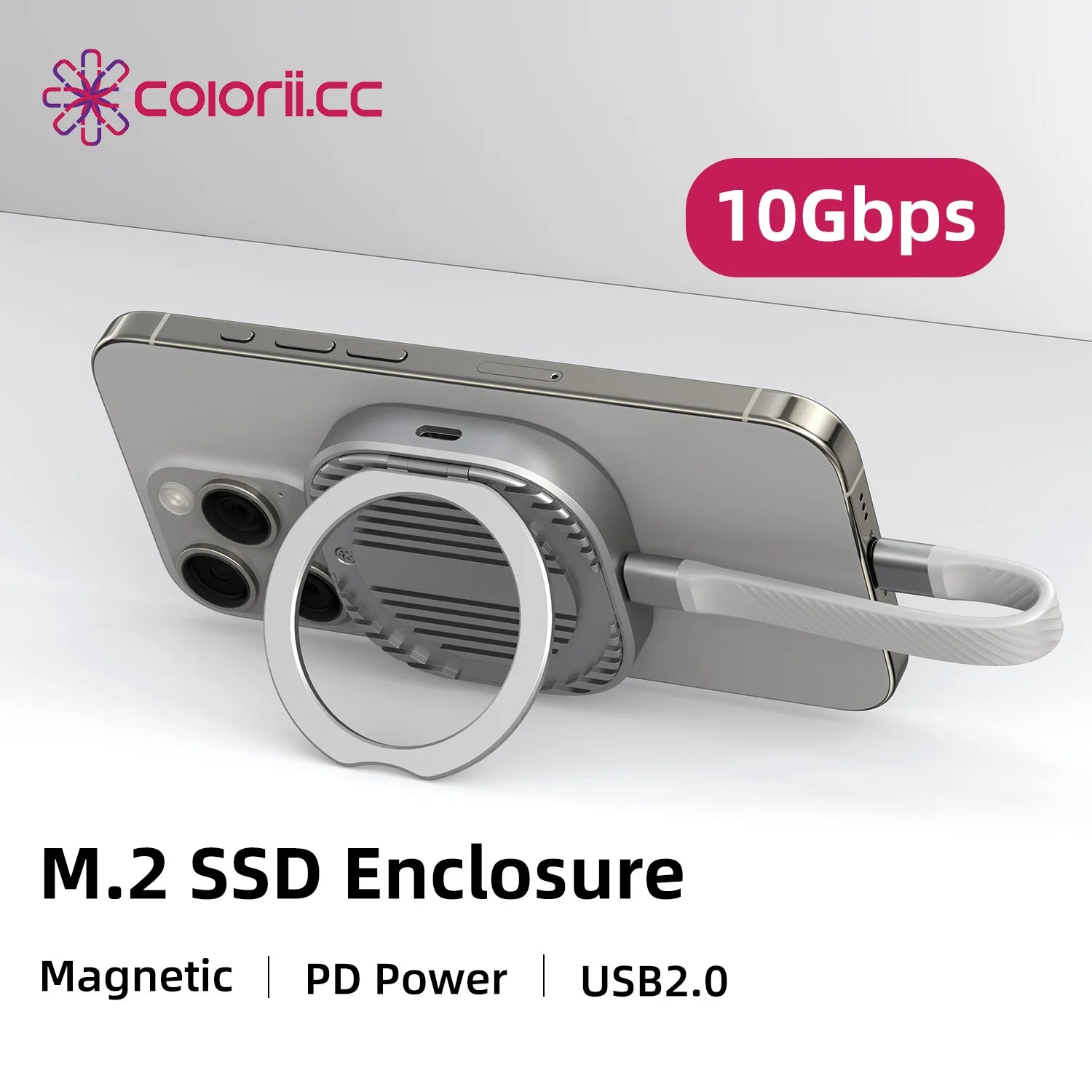 Magnetic M.2 2230 NVMe SSD Enclosure Magsafe SSD Case USB C 3.2 Gen2 to NVMe PCI-E for iPhone 16 Pro Max ProRes MacBook