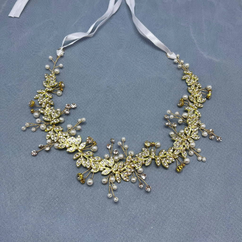 Handmade Fashion Crystal Flower Hair Vine Headband Pearl Hairband Bridal Wedding Hair Accessories Jewelry Hair Vine Headband
