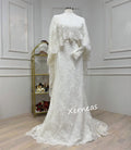 Customized Lace High Collar Trumpet Floor-length Bespoke Occasion Woman Elegant Shawl Wedding Prom Dresses  High Quality