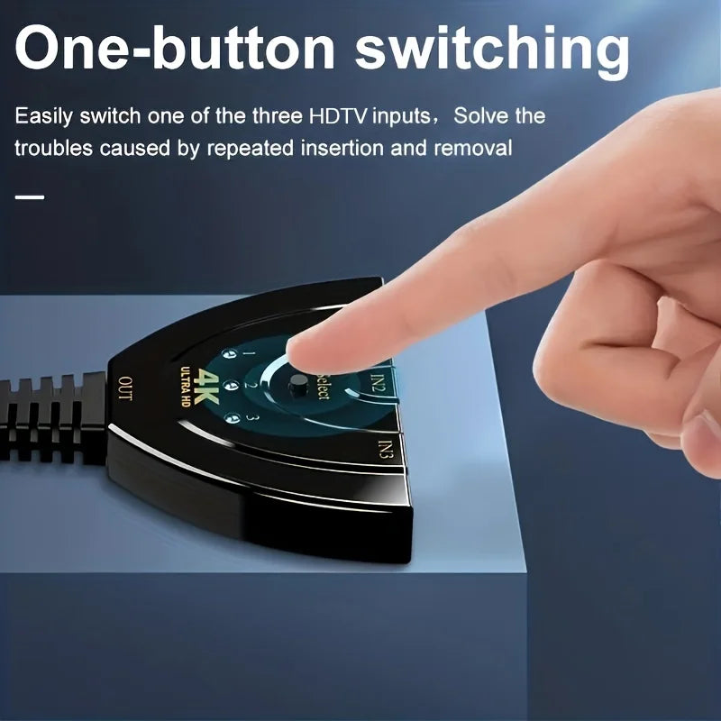 4K*2K 3 Port HDTV-compatible Switch 4K 3D VIdeo Switcher KVM Splitter 3 Input 1 Output Port Hub for Xbox PS4 DVD PC Laptop TV