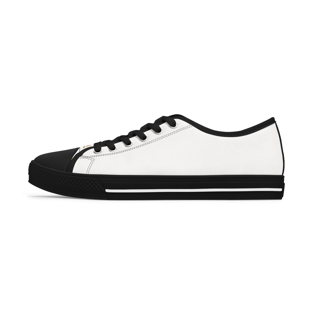 Low Top Sneakers — Elegant Gold Monogram "M&M" Canvas Shoes for Women